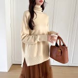 タートルネック もっちりやわらかヤク風ニット サイドスリットニット | COCOMOMO | 詳細画像7 