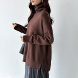 タートルネック もっちりやわらかヤク風ニット サイドスリットニット | COCOMOMO | 詳細画像9 