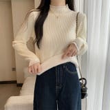 裏起毛 フリルハイネック リブニット | COCOMOMO | 詳細画像3 