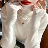 リブニット タートルネック ストレッチニット | COCOMOMO | 詳細画像4 