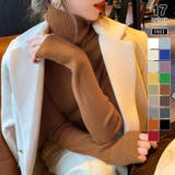 ブラウン | リブニット タートルネック ストレッチニット | COCOMOMO