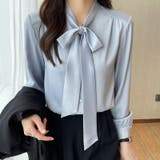 裏起毛 ボウタイブラウス リボンブラウス | COCOMOMO | 詳細画像4 