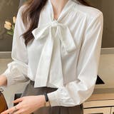 裏起毛 ボウタイブラウス リボンブラウス | COCOMOMO | 詳細画像7 