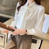 裏起毛 ボウタイブラウス リボンブラウス | COCOMOMO | 詳細画像8 