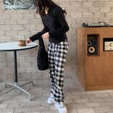 裏起毛 チェック柄パンツ ワイドパンツ | COCOMOMO | 詳細画像13 