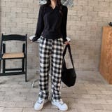 裏起毛 チェック柄パンツ ワイドパンツ | COCOMOMO | 詳細画像14 