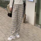 裏起毛 チェック柄パンツ ワイドパンツ | COCOMOMO | 詳細画像16 