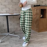 裏起毛 チェック柄パンツ ワイドパンツ | COCOMOMO | 詳細画像18 