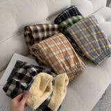 裏起毛 チェック柄パンツ ワイドパンツ | COCOMOMO | 詳細画像22 
