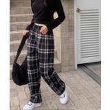 裏起毛 チェック柄パンツ ワイドパンツ | COCOMOMO | 詳細画像4 