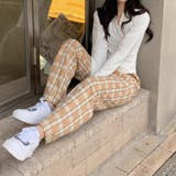 裏起毛 チェック柄パンツ ワイドパンツ | COCOMOMO | 詳細画像9 