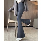 裏起毛 フレアパンツ 裏起毛フレアレギンス | COCOMOMO | 詳細画像4 