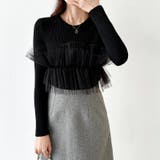 チュールドッキングニット ビスチェ風 リブニット | COCOMOMO | 詳細画像18