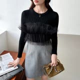 チュールドッキングニット ビスチェ風 リブニット | COCOMOMO | 詳細画像19