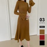 ブラウン | ニットワンピース 前後2way ベルスリーブワンピース | COCOMOMO