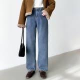 裏起毛 デニムパンツ セミワイドストレートパンツ | COCOMOMO | 詳細画像2 