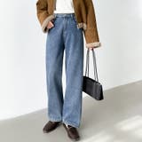 裏起毛 デニムパンツ セミワイドストレートパンツ | COCOMOMO | 詳細画像5 