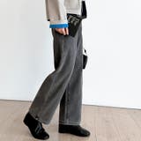 裏起毛 デニムパンツ セミワイドストレートパンツ | COCOMOMO | 詳細画像25 
