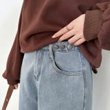 裏起毛 デニムパンツ セミワイドストレートパンツ | COCOMOMO | 詳細画像33 