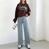 裏起毛 デニムパンツ セミワイドストレートパンツ | COCOMOMO | 詳細画像36 