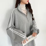 ハーフジップ 袖ラインスウェット オーバーサイズトレーナー | COCOMOMO | 詳細画像10