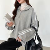 ハーフジップ 袖ラインスウェット オーバーサイズトレーナー | COCOMOMO | 詳細画像12