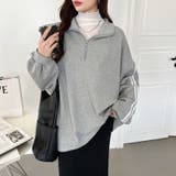 ハーフジップ 袖ラインスウェット オーバーサイズトレーナー | COCOMOMO | 詳細画像13