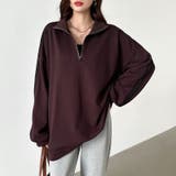 ハーフジップ 袖ラインスウェット オーバーサイズトレーナー | COCOMOMO | 詳細画像15