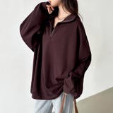 ハーフジップ 袖ラインスウェット オーバーサイズトレーナー | COCOMOMO | 詳細画像16