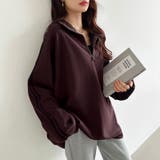 ハーフジップ 袖ラインスウェット オーバーサイズトレーナー | COCOMOMO | 詳細画像17