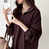 ハーフジップ 袖ラインスウェット オーバーサイズトレーナー | COCOMOMO | 詳細画像18