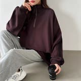 ハーフジップ 袖ラインスウェット オーバーサイズトレーナー | COCOMOMO | 詳細画像20