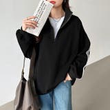 ハーフジップ 袖ラインスウェット オーバーサイズトレーナー | COCOMOMO | 詳細画像24