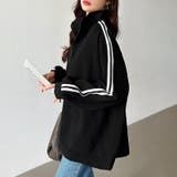 ハーフジップ 袖ラインスウェット オーバーサイズトレーナー | COCOMOMO | 詳細画像25