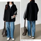 ハーフジップ 袖ラインスウェット オーバーサイズトレーナー | COCOMOMO | 詳細画像26