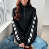 ハーフジップ 袖ラインスウェット オーバーサイズトレーナー | COCOMOMO | 詳細画像29