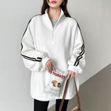 ハーフジップ 袖ラインスウェット オーバーサイズトレーナー | COCOMOMO | 詳細画像6