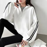 ハーフジップ 袖ラインスウェット オーバーサイズトレーナー | COCOMOMO | 詳細画像7