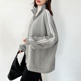 ハーフジップ 袖ラインスウェット オーバーサイズトレーナー | COCOMOMO | 詳細画像9