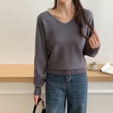 vネックニット ざっくり深Vネック クロップドニット | COCOMOMO | 詳細画像3
