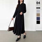 ブラック | シャツワンピース きれいめ ロングワンピース | COCOMOMO
