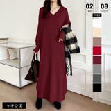 マキシ丈・ワイン | 選べる2丈 Vネックワンピース ロングワンピース | COCOMOMO