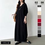 マキシ丈・ブラック | 選べる2丈 Vネックワンピース ロングワンピース | COCOMOMO