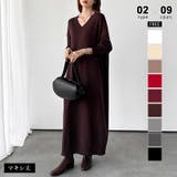 マキシ丈・ダークブラウン | 新色登場 Vネックワンピース ロングワンピース | COCOMOMO