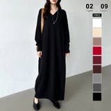 ロング丈・ブラック | 新色登場 Vネックワンピース ロングワンピース | COCOMOMO