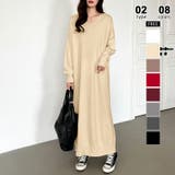 ロング丈・ベージュ | 選べる2丈 Vネックワンピース ロングワンピース | COCOMOMO