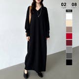 ロング丈・ブラック | 選べる2丈 Vネックワンピース ロングワンピース | COCOMOMO