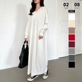 ロング丈・ホワイト | 選べる2丈 Vネックワンピース ロングワンピース | COCOMOMO