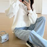ラウンドヘムワッフルカットソー ボリューム袖 ロンT | COCOMOMO | 詳細画像24 