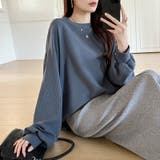 ラウンドヘムワッフルカットソー ボリューム袖 ロンT | COCOMOMO | 詳細画像5 